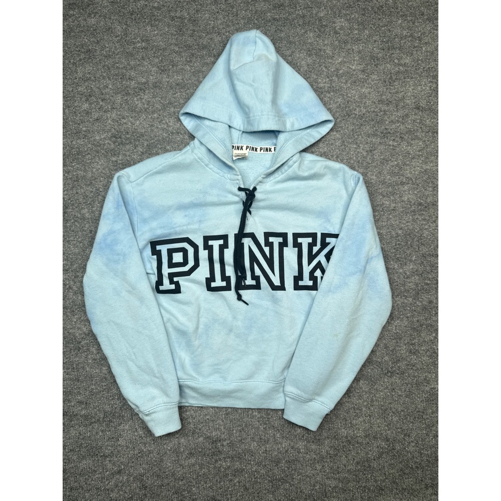 Victoria's Secret PINK Hoodie XS Light Blue Lace Up Pullover